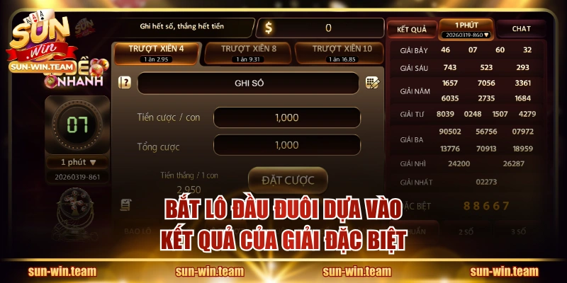 Bắt lô đầu đuôi dựa vào kết quả của giải đặc biệt