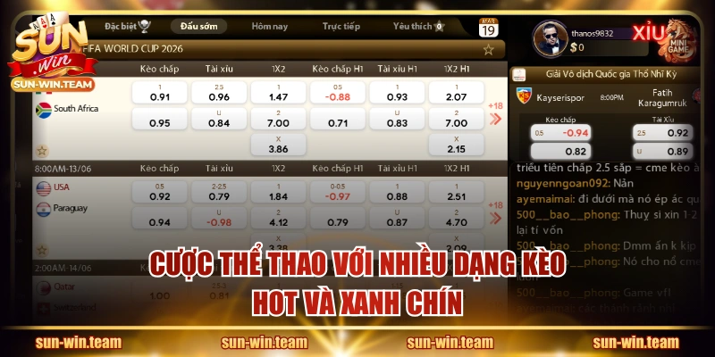 Cược thể thao với nhiều dạng kèo hot và xanh chín