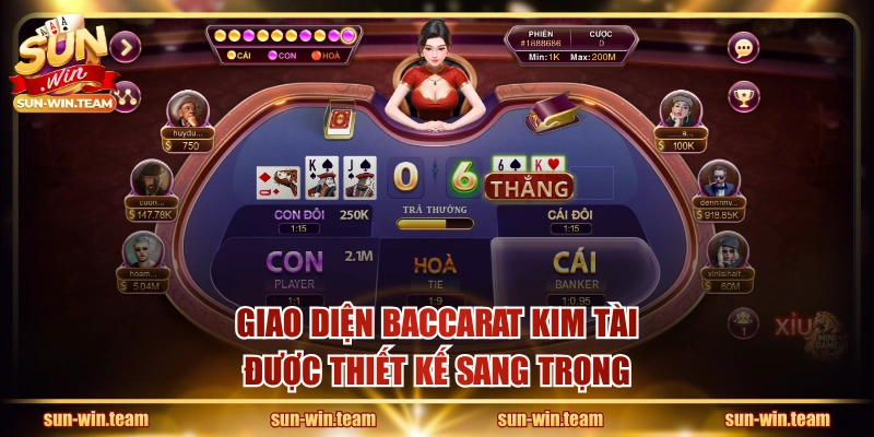 Giao diện Baccarat Kim Tài được thiết kế sang trọng