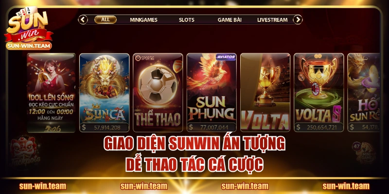 Giao diện SUNWIN ấn tượng, dễ thao tác cá cược