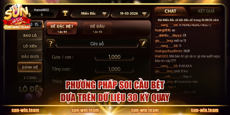 Phương pháp soi cầu bệt dựa trên dữ liệu 30 kỳ quay