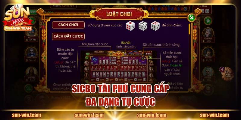 Sicbo Tài Phú cung cấp đa dạng tụ cược