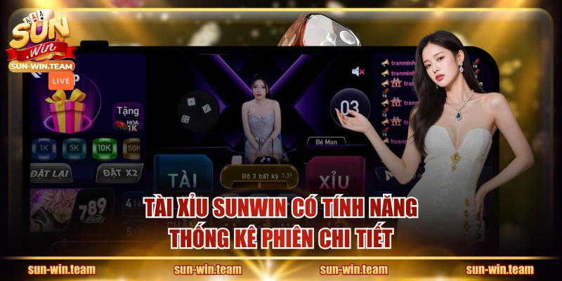Tài xỉu SUNWIN có tính năng thống kê phiên chi tiết